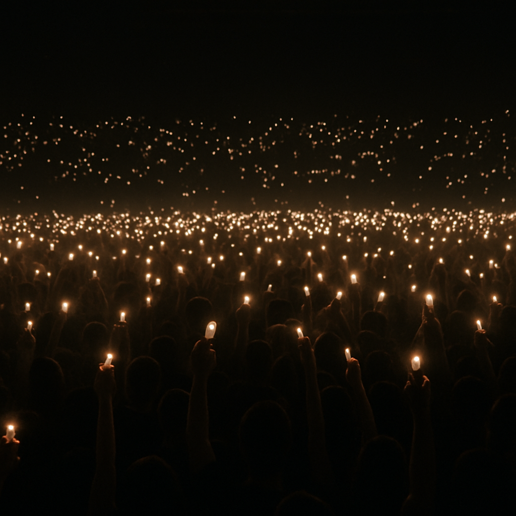 Sea of lights at concert